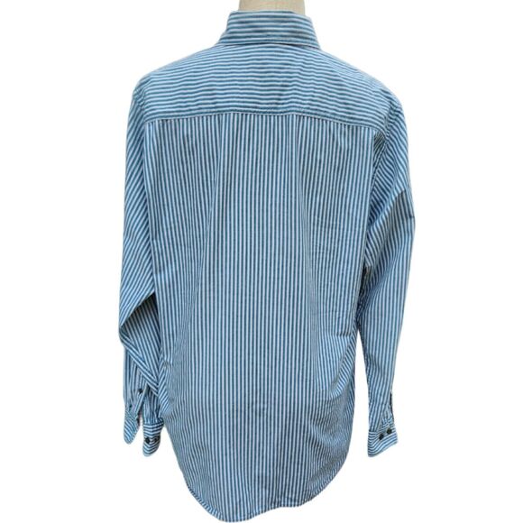 Wrangler Jeans Co. Men's Shirt Medium Button Up Blue Grean Gray 100% Cotton - Picture 3 of 6